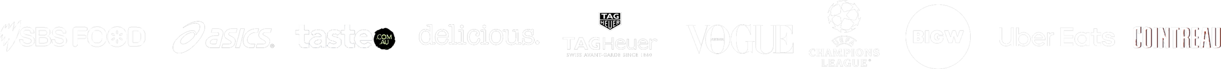 SBS Food, ASICS, taste.com.au, delicious., TAG Heuer, Vogue, UEFA Champions League, BIG W, Uber Eats, Cointreau