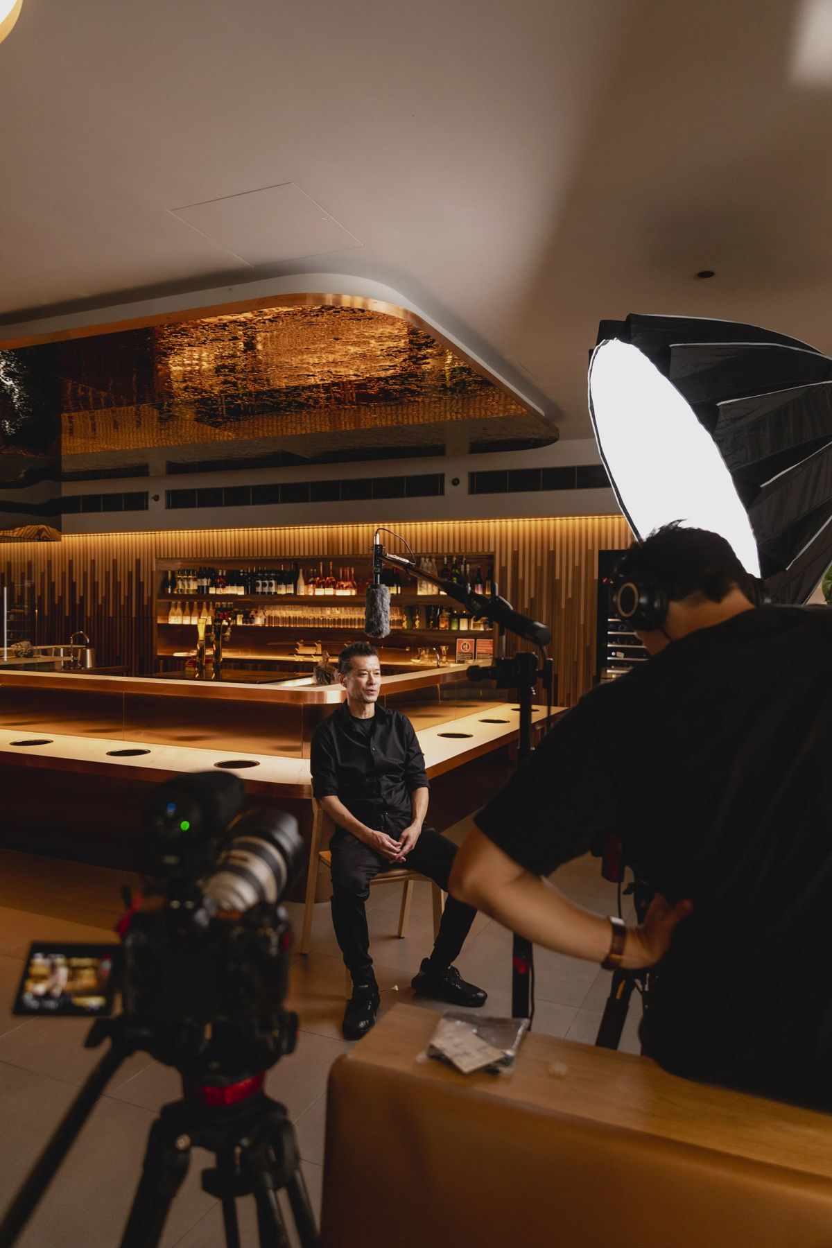Culture Content filming an interview inside a restaurant