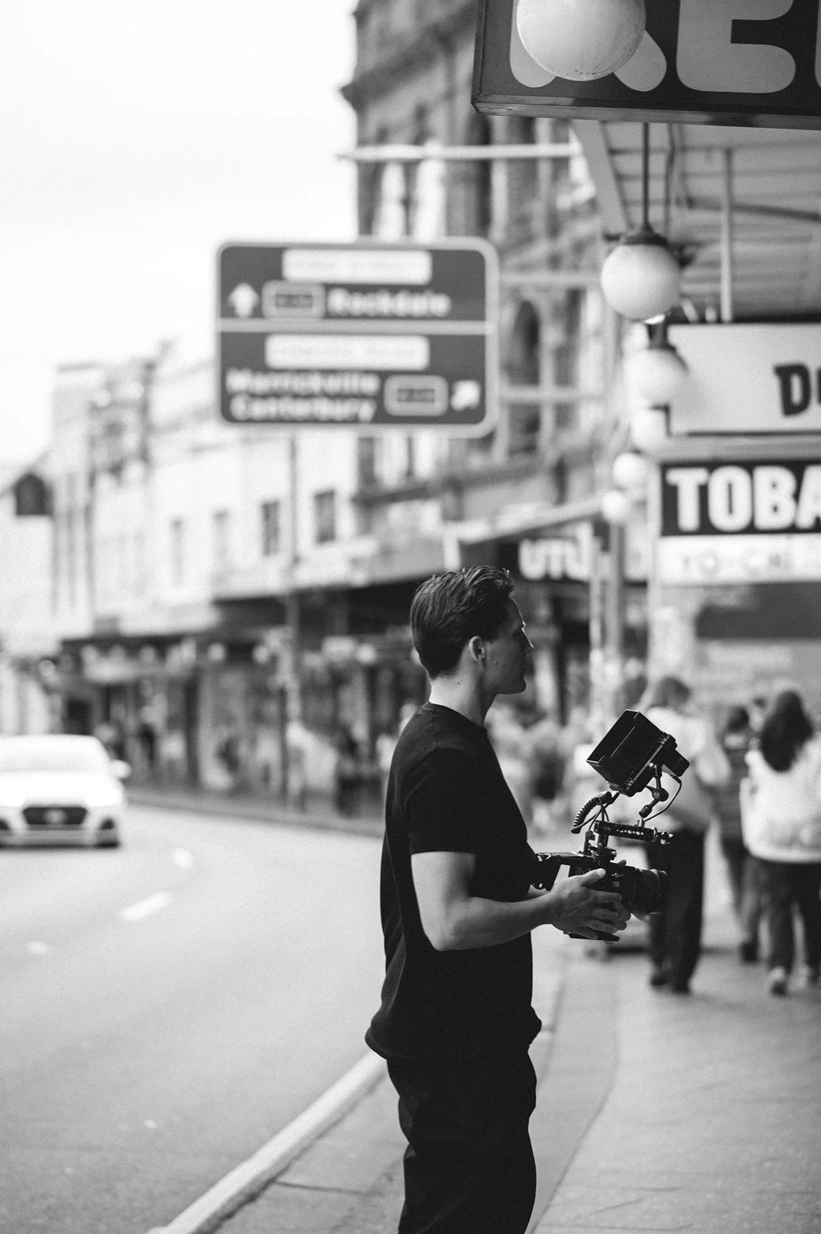 Shooting handheld on King Street, Newtown.